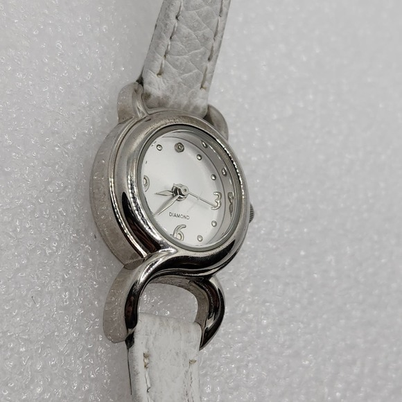 Diamond Accent 21mm White Silver Loki DNA Twist Case Crab Claw lug Watch Leather - Picture 3 of 7